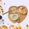 Decorative Figurines Heart Serving Tray Storage Shaped Desserts Plate Rustic Sushi Food Display Dining Table For Valentines Day Parties