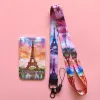 Paris Tower Card Holder Lanyard Keychains Campus Card Hanging Neck Strap Card Holders Lanyards ID Badge Case