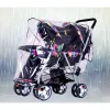 Wodoodporne wiatroodporne akcesoria do kombinacji uniwersalna osłona deszczu dla bliźniaczych wózków dla dzieci podwójne przednie i tylne siedzenie