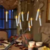 마법 지팡이를 가진 판타지 플로팅 양초 깜박 거리는 불꽃 배터리로 작동하는 촛불 할로윈 크리스마스를위한 촛불
