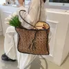 Bolsas de paja de verano para mujeres bolsos de hombro de paja ratán tejido boho mimbre bolsos de bolsas de mimbre huecos