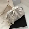 Bag Faltenfestes Farbwolken 2024 Mode hochwertige PU Leder Frauen Designer Handtasche Kette Schultermessenger