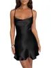 Casual Dresses Women s Satin A-Line Mini Dress Sexig Spaghetti Strap Backless Chest Ruched Short Y2K Bow Tie Cami