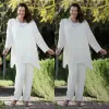 2024 White Chiffon Mother of the Bride Suits Pant Suit With Long Sleeves Custom Made Plus Size Mother of the Bride Dresses