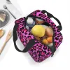 Pink Leopard Print isolerad lunchpåse stor kamouflage lunch container termisk väska lunchlåda tote strand picknick tjej pojke