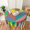 Masa bezi renk bloğu baskı yuvarlak masa örtüsü geometrik özel DIY kapak ev parti yemek odası kawaii açık hava