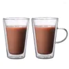 Vinglas 380 ml Handgjorda värmebeständiga tedrycker Koppen Dubbel väggglas klar frisk mugg kaffekoppar isolerade s drinkware