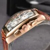 2024 Tops Luxus braunes Lederquarz Watch Watch Männer Edelstahl Automatische Sportmänner Selbstwind Uhren Tourbillon Männliche Armbanduhr x215