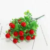 장식용 꽃 6pcs/lot Simulation 화분에 풍부한 과일 작은 빨간 체리 나무 가정 장식 식물 popogry props.