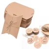 10pcs / lot Favors de mariage Boîte d'oreiller Kraft Paper Dot Stripe Candy Gifts Boîtes pour baby shower Birtdhay Party Gift Pakcing Decor