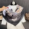 Eşarplar 110x110cm Kadın İpek Kare Eşarp Hijab Kadın Tasarım Baskı Paylı Şal Sararlar Folard Head Bands Bufanda Büyük Bandana Lüks 2023240409