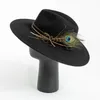 Berets Famous Designer Wool Fedoras With Feather Brim Panama Hat For Men Women Winter Black Army Green Party Performance