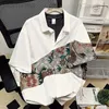 남자 캐주얼 셔츠 여름 자수 셔츠 남성 패션 캐주얼 꽃 셔츠 남성 일본 스트리트웨어 느슨한 짧은 소매 셔츠 남자 플러스 사이즈 2449