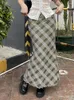 Signe Versione coreana di Street Style Slim Fit Skirt Plaid Long Spring Spring Harajuku 2024 Mastichible High Wirsed Lace Sil