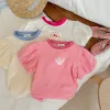 2-8t småbarn Kid Baby Girl Clothes Set Summer Short Sleeve Top T Shirt Shorts Set Elegant Cute 2PCS Outfit Set