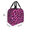 Pink Leopard Print isolerad lunchpåse stor kamouflage lunch container termisk väska lunchlåda tote strand picknick tjej pojke