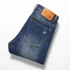 Herr jeans designer lyx europeisk mode smal passform kvalitet tvättad broderad elastisk liten rak ben x424 ufcn