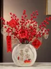Vazolar moda basit dekorasyon vazo beyaz porselen ve yapay çiçekler Çin oturma odası çalışması dekorasyonlar koyabilir