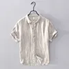 Chemises décontractées pour hommes 100% lin Nouveau arrivée à manches à manches à manches courtes et chemises de marque pour hommes pour hommes confortables hommes solides surchd camisa 2449