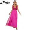 Casual Dresses Womens Elegant paljetter Cocktail Party Glowns Sexig V Neck Spaghetti Straps Split Tulle Dress for Wedding Bridesmaid Evening