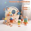 Toys Montessori Baby Wooden Aviation sur le thème de la planète perle Jouets Enfants En apprentissage du doigt