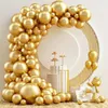 Metalliska guldballonger Garland Arch Kit Gold Baby Shower Dekoration Latex Ballong Bröllop Birthday Party Festival Decor Supplies 240328