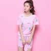 Home Clothing Lovely Cartoon Cactus Bulb Short Sleeve Top Shorts Women Sleepwear Pajamas Set