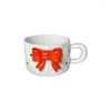 Muggar Bow Knot Ceramic Cup and Plate Set Girls Coffee Mug Home Breakfast Cups Office Afternoon Tea Water Milk Juice eftermiddag