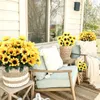 Fleurs décoratives Bouquet de tournesol artificiel pour extérieur faux tournesols arrangement de mariage table maître