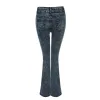 سراويل جينز للسيدات سروال طويل السراويل الدنيم للنساء بالإضافة إلى الحجم عالي الخصر جيب عريض الساق اندلاع سراويل زر نحيفة