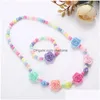 Schmuck 2pcs/Set Süßigkeiten Farbe Perlen niedliche Blumenschuhe Stberbeer Halskette Armband Sets für Kinder Party Mädchen Geburtstag Geschenk Drop Lieferung Baby DHPXS