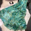 Sjalar 100% Mulberry Silk Shawl Brand Plum Bossom Design Blue Green Summer Beach Silk Sal Autumn/Winter Neck Shawll2404