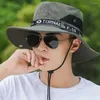 Berets Adjustable Summer Outdoor Letter Fishing Climbing Bucket Hat Man Sun Cotton Large Brim Cap