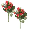 Party Decoration Lifelike Strawberry Stem Simulation Bouquet Fake Flowers Artificial Plant Ornaments