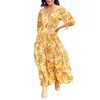 Casual jurken Women Boheemian Dress V Neck Flowy Long Party with Pocket for Beach Cocktail Summer Streetwear