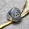 14K Gold Viking Ring Celtic Trinity Ring Nordic Mythology Runes Mens Jewelry Amulet Gift Size 7-13