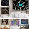 Tapices Decoración Trippy Tapestry Pared colgante Conta de mariposa para el dormitorio Mandala Black Mandala