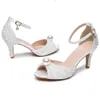 Kleiderschuhe Kristall Königin Mode Frauen Open Toe High Heels Lady Luxus Hochzeit Bankett Weiße Perle Sandalen Stiletto H240409 IH5g