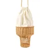 Sacs de soirée Fund Ice Cream Shape Rattan Sac Designer Hollow Wicker Femmes épaule à la main tissée Summer chic Small Purse