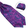 Klasik Mor Paisley Ascot Cravat bağları Kendinden İngiliz tarzı beyefendi polyester ipek boyun kravat düğün resmi dibangu240409