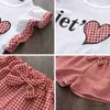 Kleidungsstücke Menoea 2-Pieces Sets Baby Girls Mode Kleidung für Kinderkleidung Kleidung neue Sommerkinder Plaid Hosenträger Weste Hosen Anzüge Outfits