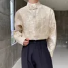 Мужские повседневные рубашки мужская трехмерная жаккардовая китайская стойкая кнопка на кнопку с длинными рукавами