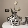 Wazony nordycki ceramiczny wazon wazon srebrne poszycie górne kwiat garnka rzeźba