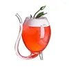 Verres à vin transparent cocktail de coupe en verre créatif avec paille pour boissons bière accessoires cadeaux clairs