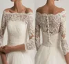 Lace Wedding Jacket voor strapless trouwjurken Elegant lange mouwen bruids kanten jassen witte bruiloft accessoires Applique ivory6089087