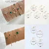 Bangle New Fashion Green Crystal Eye Heart Bracelet Bracelet Fomens Retro Gold Snake Chail Bracelet Set Jewelry Accessory YQ240409