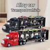 Auto giocattolo in lega Big Truck Truck Truck Transporter Boy Set Model Set Christmas Halloween Gift 240409