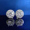 Stud Earrings Round Full Diamond Classic Inlaid With Ultra Sparkling Zirconia Stone For Noble And Elegant Temperament Of Women