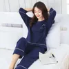 Home Clothing Cotton Casual Pyjamas Sets für Frauen 2024 Herbst Winter Winter Langarm Pyjama Beamte Anzug Loungewear Homewearwear