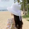 Breite Krempe Hüte Eimer Hüte Retro Round Strohhut Damen Sonnenhüte Reisen Urlaub Visor Hats Vintage Women Beach Hut Schwarz -Weiß Großhandel Zeremonie Y240409